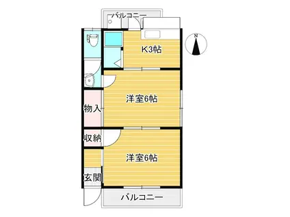 コーポ藤原(2K/2階)の間取り写真