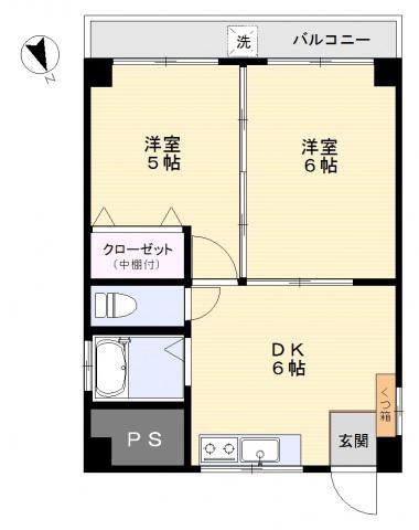 平岡ビル(2DK/3階)の間取り写真