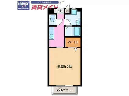 ＪＲ名松線 伊勢八太駅 徒歩19分 2階建 築17年(1K/2階)の間取り写真