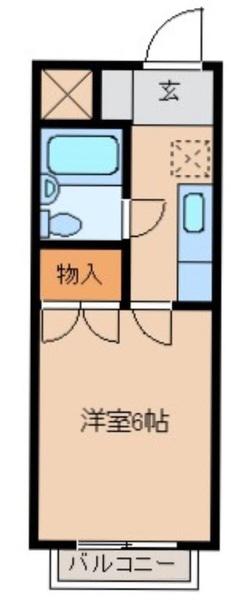 姉崎グリーンハイツII(1K/2階)の間取り写真