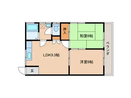 コーポグレイス(2LDK/2階)の間取り写真