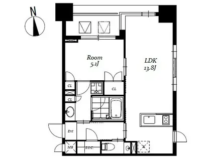 RESIDIA日本橋馬喰町III(1LDK/2階)の間取り写真