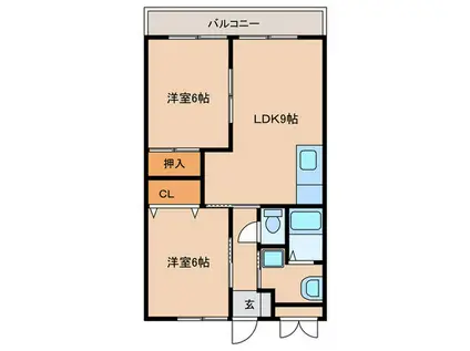 駅前コーポラス(2LDK/4階)の間取り写真