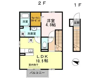 サンハイム チサ(1LDK/2階)の間取り写真