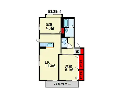 フォレストVII(2LDK/2階)の間取り写真