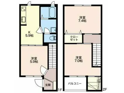 ソサイティー秋吉(3K/1階)の間取り写真