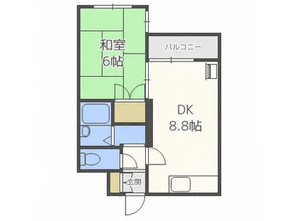 プレサント琴似1-3(1LDK/4階)の間取り写真