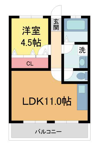 パークハイツ(1LDK/1階)の間取り写真