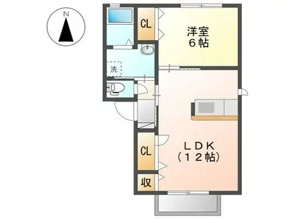 シャトレー湘南II(1LDK/2階)の間取り写真