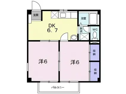 キャッスルライフ(2DK/2階)の間取り写真