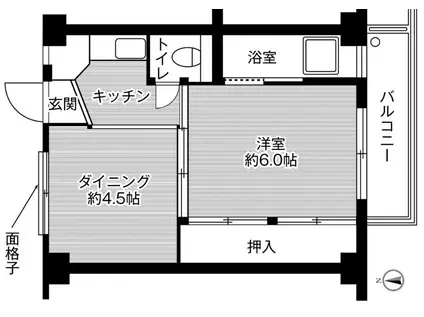 ビレッジハウス南野田(1DK/3階)の間取り写真