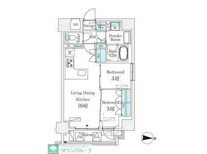 STANDZ亀戸(2LDK/7階)の間取り写真