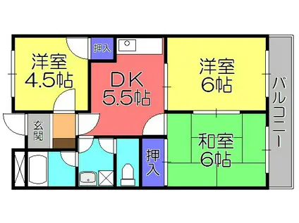 TWINAVENUEA棟(3DK/4階)の間取り写真