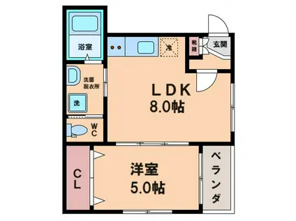 ラ・カーサ大阪(1LDK/1階)の間取り写真