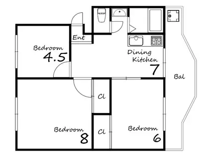 溝口ハイツ(3DK/2階)の間取り写真