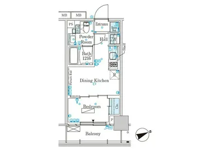 パークアクシス芝浦キャナル(1DK/3階)の間取り写真