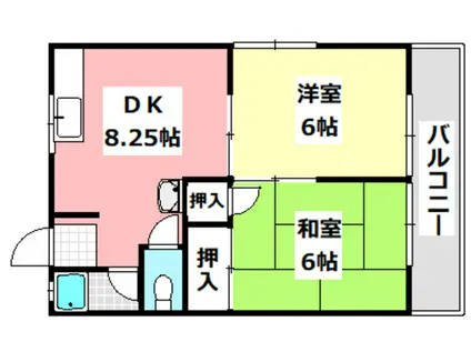 ハイツつるの(2DK/2階)の間取り写真