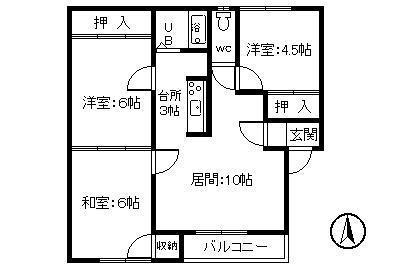 田中マンション(3LDK/2階)の間取り写真