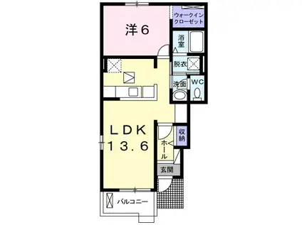 クレセントヴィラ(1LDK/1階)の間取り写真
