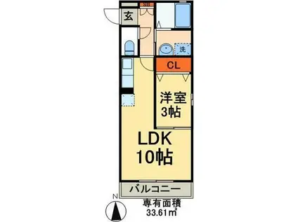 イースト・コート(1LDK/2階)の間取り写真