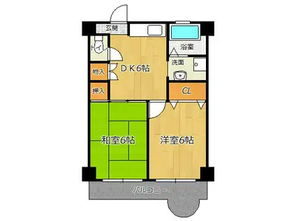 ネクステージ塚口5番館(2DK/2階)の間取り写真
