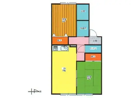 ビッグフィールド(2DK/2階)の間取り写真