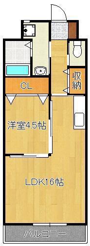 ギャラン穴生(1LDK/5階)の間取り写真
