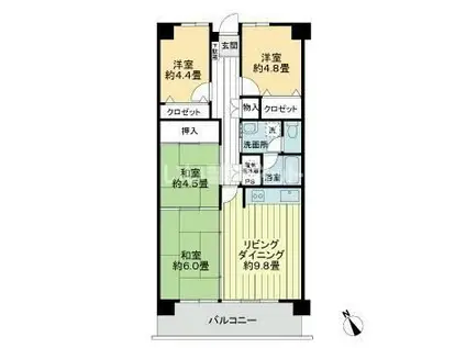 アイランド・コード新宇多津(4DK/3階)の間取り写真