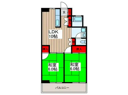 メゾンエビハラ(2LDK/2階)の間取り写真