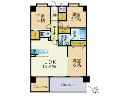 ETERUNO(3SLDK/8階)の間取り写真