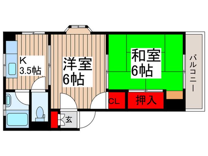 松川マンション(2K/3階)の間取り写真