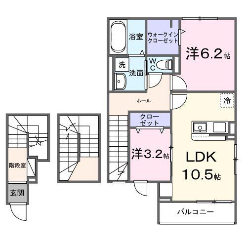 グレイス ケイ(2LDK/3階)の間取り写真