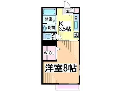 シャングリラ(1K/1階)の間取り写真