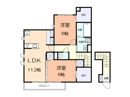 ハイツT6(2LDK/2階)の間取り写真