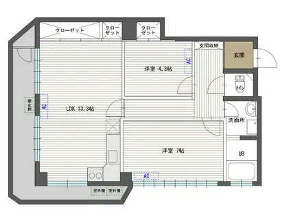 KONDO HEIGHTS(2LDK/4階)の間取り写真