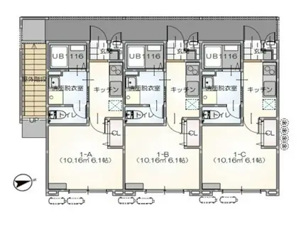 リープラス御着駅前II(1K/2階)の間取り写真