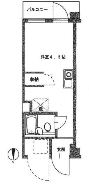 西村アパートメント(ワンルーム/2階)の間取り写真