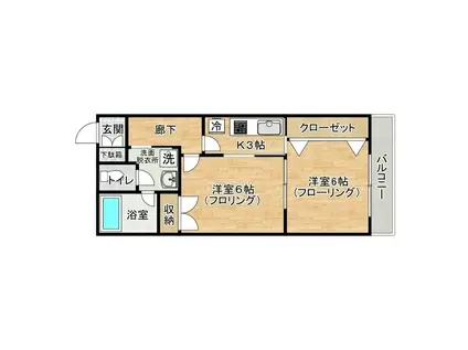 ロイヤルハイツ壱番館(2K/4階)の間取り写真