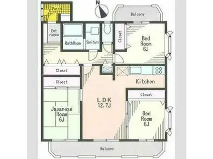 イイダアネックスII(2LDK/3階)の間取り写真
