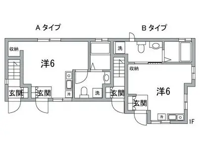 若宮ハウス(ワンルーム/1階)の間取り写真