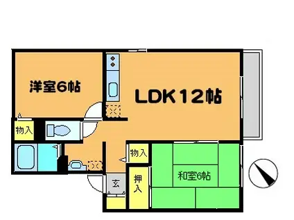 リヴィエール志免(2LDK/2階)の間取り写真