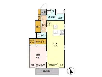 ボヌール シャトーA(1LDK/1階)の間取り写真