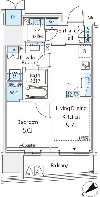 ミレアコート銀座プレミア(1LDK/7階)の間取り写真