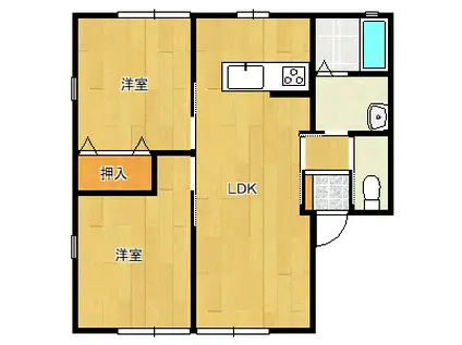 グレシアB(2LDK/2階)の間取り写真