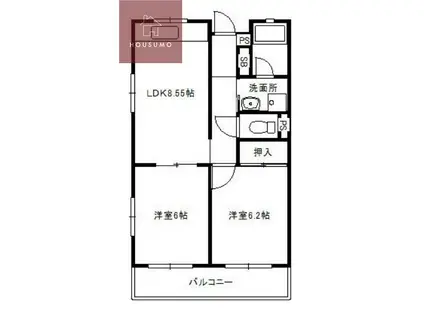 西平野ハイツ(2LDK/1階)の間取り写真