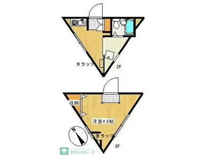 POCKETS(ワンルーム/2階)の間取り写真