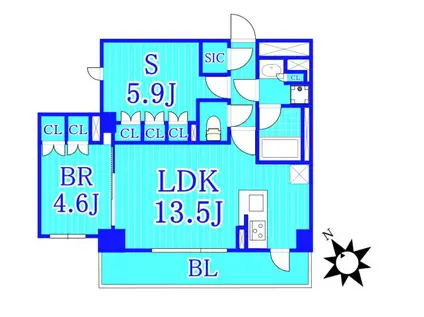 ザ・パークハビオ横浜山手(1SLDK/3階)の間取り写真