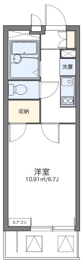 レオパレストウメイ(1K/2階)の間取り写真