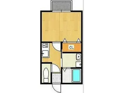 クリスタルII(1K/2階)の間取り写真