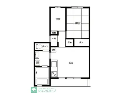 ファミール青葉台1号棟(2DK/1階)の間取り写真